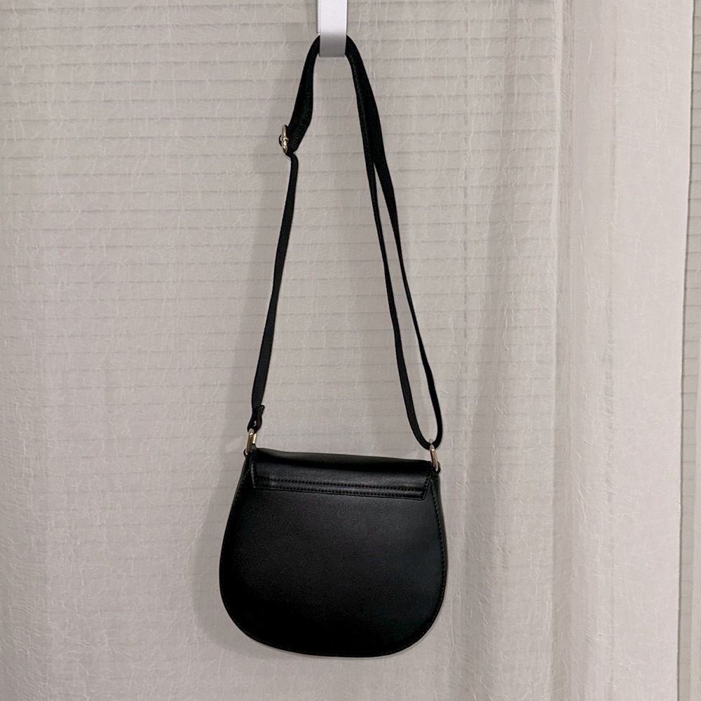 Ted Baker Darcell Black Faux Leather Gold Tone Logo Textured Grosgrain Strap Bag - Picture 2 of 16